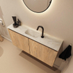MONDIAZ TURE-DLUX 100cm toiletmeubel Washed Oak. EDEN wastafel Ostra positie midden. Met 1 kraangat. SW1105124