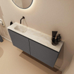 MONDIAZ TURE-DLUX 100cm toiletmeubel Dark Grey. EDEN wastafel Ostra positie links. Zonder kraangat. SW1104801