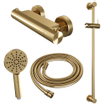 Brauer Gold Edition Douchekraan opbouw - glijstang - 1 functie - 2 gladde knoppen - handdouche rond 3 standen - PVD - geborsteld goud SW715548