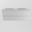 Mondiaz Aivy badmeubelset - 120x45x50cm - 2 kraangaten - 2 wasbakken talc Solid surface - Links en rechts - 2 lades - Zonder spiegel - MDF Talc SW892284