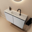 MONDIAZ TURE-DLUX 80cm toiletmeubel Plata. EDEN wastafel Opalo positie midden. Met 1 kraangat. SW1104458