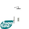 FugaFlow Eccelente Sobrado Badkamer inbouw regendoucheset met thermostaat 25cm hoofddouche incl. staaf handdouche gunmetal PVD SW1124105