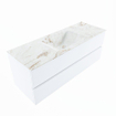 MONDIAZ VICA-DLUX Badkamermeubelset - 130cm - onderkast talc - 2 lades - inbouw wastafel cloud midden - zonder kraangaten - 60cm hoge versie - frape SW1088561