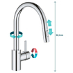 GROHE Eurosmart Cosmopolitan Keukenkraan - uittrekbare uitloop - 2 straalsoorten - chroom SW225328