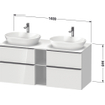 Duravit D-Neo wastafelonderkast 140x66.4x55cm 4 lades Eiken (zwart) Mat SW641250