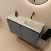 MONDIAZ TURE-DLUX 80cm toiletmeubel Dark Grey. EDEN wastafel Opalo positie rechts. Zonder kraangat. SW1104279