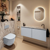 MONDIAZ TURE-DLUX 120cm toiletmeubel Clay. EDEN wastafel Glace positie rechts. Met 1 kraangat. SW1103253