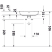 Duravit HappyD 2 Plus opbouwwastafel met kraangat met overloop 50x40cm met keramisch push-open ventiel wit SW358146