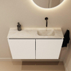 MONDIAZ TURE-DLUX 80cm toiletmeubel Talc. EDEN wastafel Ostra positie rechts. Zonder kraangat. SW1104643