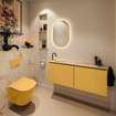 MONDIAZ TURE-DLUX 120cm toiletmeubel Ocher. EDEN wastafel Frappe positie links. Met 1 kraangat. SW1102898