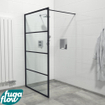 FugaFlow Efficiente Vetro inloopdouche badkamer - 110x200cm - lines frame buitenzijde - antikalk - mat zwart SW1123585
