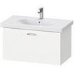 Duravit D code meubelwastafel 85x48 cm. 1x kr.gat m overloop wit Duravit XBase Wastafelonderkast 80x45.8x44.8cm 1 lade Standaard greep met softclose spaanplaat wit Mat SHOWROOMMODEL SHOW17805