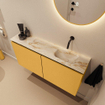 MONDIAZ TURE-DLUX 100cm toiletmeubel Ocher. EDEN wastafel Frappe positie rechts. Zonder kraangat. SW1102895