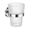 Smedbo Home Bekerhouder - 7.5x9.8x9.3cm - met glas - chroom/mat glas SW12147