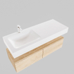 MONDIAZ ALAN 120cm - onderkast - washed oak - 2 lades - vrijhangende wastafel - wasbak links - 1 kraangat - talc SW408456