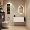 MONDIAZ TURE-DLUX 100cm toiletmeubel Talc. EDEN wastafel Lava positie rechts. Zonder kraangat. SW1103630