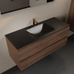 Mondiaz Aivy badmeubelset - 120x45x50cm - 1 kraangat - 1 wasbak urban Solid surface - Midden - 2 lades - Met spiegel - Melamine Mocha SW892318