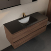 Mondiaz Aivy badmeubelset - 120x45x50cm - 1 kraangat - 1 wasbak urban Solid surface - Midden - 2 lades - Zonder spiegel - Melamine Mocha SW892170