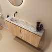 MONDIAZ TURE-DLUX 100cm toiletmeubel Washed Oak. EDEN wastafel Glace positie links. Zonder kraangat. SW1103609