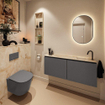 MONDIAZ TURE-DLUX 120cm toiletmeubel Dark Grey. EDEN wastafel Frappe positie rechts. Met 1 kraangat. SW1102742