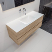 MONDIAZ VICA Badkamermeubelset - 120cm - 2 lades - wasbak Cloud midden - 0 kraangaten - solid surface washed oak SW409949