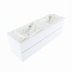 MONDIAZ VICA-DLUX Badkamermeubelset - 150cm - onderkast talc - 2 lades - inbouw wastafel cloud dubbel - 2 kraangaten - 60cm hoge versie - frape SW1088610