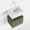 MONDIAZ ANDOR Toiletmeubel - 40x30x30cm - 0 kraangaten - 1 lades - army mat - wasbak rechts - Solid surface - Wit SW474061