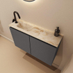 MONDIAZ TURE-DLUX 80cm toiletmeubel Dark Grey. EDEN wastafel Frappe positie links. Met 1 kraangat. SW1102726