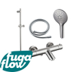 FugaFlow Eccelente Sobrado Badkamer badkraan met glijstangset met ronde handdouche, gladde doucheslang geborsteld RVS PVD SW1124000