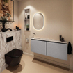 MONDIAZ TURE-DLUX 120cm toiletmeubel Plata. EDEN wastafel Glace positie links. Met 1 kraangat. SW1103445