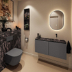 MONDIAZ TURE-DLUX 100cm toiletmeubel Dark Grey. EDEN wastafel Lava positie rechts. Zonder kraangat. SW1103797