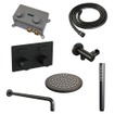 BRAUER Black Carving Thermostatische Regendouche inbouw - drukknoppen - SET 51 - 20cm hoofddouche - gebogen muurarm - staaf handdouche - doucheslang - wandaansluitbocht - zwart mat SW925388