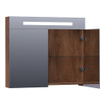 BRAUER Promise Deluxe spiegelkast - 80x70x15cm - met directe verlichting - 2 dubbelzijdige spiegeldeuren - Forest Cacao SW371769