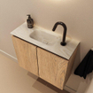 MONDIAZ TURE-DLUX 60cm toiletmeubel Washed Oak. EDEN wastafel Ostra positie midden. Met 1 kraangat. SW1105127