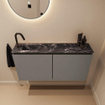 MONDIAZ TURE-DLUX 100cm toiletmeubel Smoke. EDEN wastafel Lava positie links. Met 1 kraangat. SW1104072