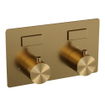 BRAUER Gold Edition Thermostatische Regendouche inbouw - drukknoppen - SET 55 - 20cm hoofddouche - rechte muurarm - 3 standen handdouche - doucheslang - wandaansluitbocht - goud geborsteld PVD SW925656