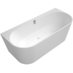 Villeroy & Boch Oberon 2.0 halfvrijstaand bad - 180x80cm - Quaryl - incl. afvoer-/overloopcombinatie in chroom en wit - mat wit SW454200