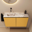 MONDIAZ TURE-DLUX 80cm toiletmeubel Ocher. EDEN wastafel Glace positie links. Zonder kraangat. SW1103371