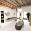 MONDIAZ BUKLA 220cm badmeubel met module 60 kleur Washed Oak met 3 lades. Wastafel CLOUD dubbel 0 kraangaten kleur Urban. SW1382199