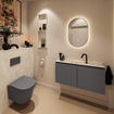 MONDIAZ TURE-DLUX 100cm toiletmeubel Dark Grey. EDEN wastafel Ostra positie midden. Met 1 kraangat. SW1104890