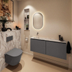 MONDIAZ TURE-DLUX 120cm toiletmeubel Dark Grey. EDEN wastafel Glace positie links. Zonder kraangat. SW1103257
