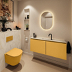 MONDIAZ TURE-DLUX 120cm toiletmeubel Ocher. EDEN wastafel Ostra positie midden. Met 1 kraangat. SW1104953