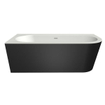 Xenz Charley XS Hoekbad - hoekopstelling links - 165x75cm - overloop - waste inox - bicolor Edelweiss/ebony SW382051