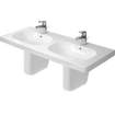 Duravit D code dubbele meubelwastafel 120x49cm 2 kraangaten met overloop wit GA89091