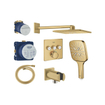 Grohe Grohtherm regendoucheset inbouw - hoofddouche vierkant - handdouche vierkant - cool sunrise geborsteld SW1235154