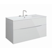 Crosswater Glide II Wastafelonderkast - 100x45x52cm - 2 lades - greeploos - Wit glans SW487212