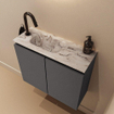 MONDIAZ TURE-DLUX 60cm toiletmeubel Dark Grey. EDEN wastafel Glace positie links. Met 1 kraangat. SW1103239