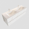 MONDIAZ VICA Badkamermeubelset - 150cm - 2 lades - wasbak Cloud dubbel - 2 kraangaten - solid surface carrara marmer SW410254