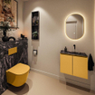 MONDIAZ TURE-DLUX 60cm toiletmeubel Ocher. EDEN wastafel Lava positie rechts. Zonder kraangat. SW1103920