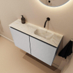 MONDIAZ TURE-DLUX 80cm toiletmeubel Plata. EDEN wastafel Ostra positie rechts. Zonder kraangat. SW1105010